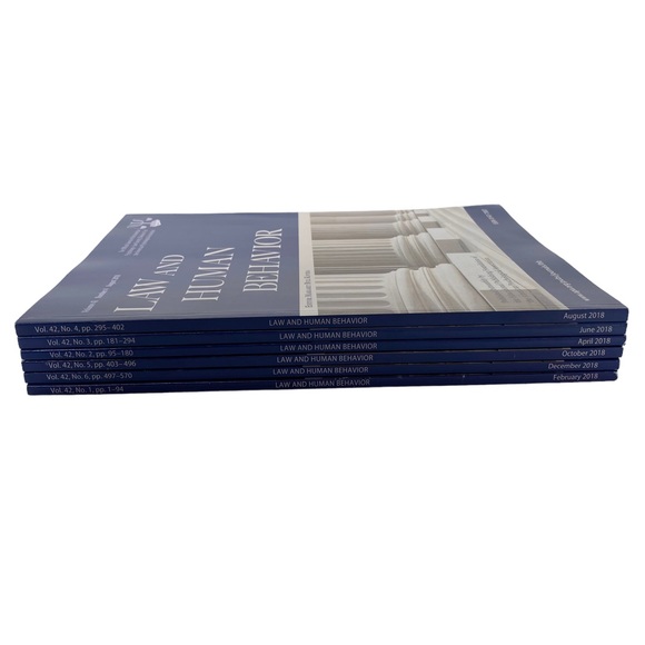 Lot of 6 Issues Law and Human Behavior Journal 2018 American Psychological APA - Picture 2 of 7